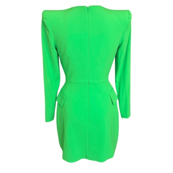 Alex Perry Rian Crepe Long Sleeve Mini Dress in Green US:4 UK:8 - Picture 9 of 13